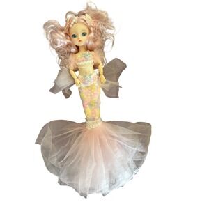 Mermaid doll collectible plastic pink long tail glitter‎ sequins